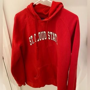 Red champion hoodie!!